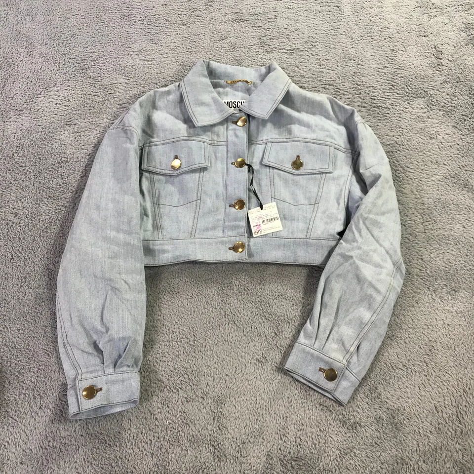 Moschino Couture Jacket Womens 40 Denim Cropped Short Jean Jacket Casual Ladies - Image 1 of 4
