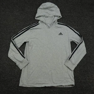 Adidas Hoodie Youth Medium Gray & Black Long Sleeve Gym Casual Hooded Boys - Picture 1 of 7