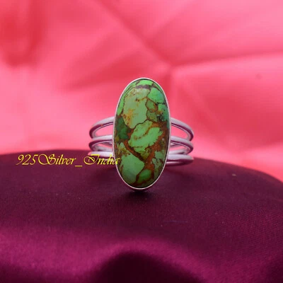 Grün Kupfer Türkis Edelstein 925 Sterling Silber Handgemacht Ring Alle - Bild 1 von 4
