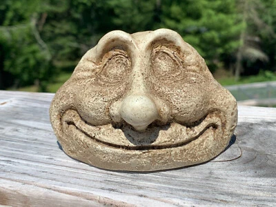 Resin Faux Stone Garden Statue Figurine With A Smiling Happy Face - image 1 of 4