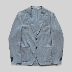 0909 Men’s Blue Linen/Cotton Blend Unlined Blazer – Size 48EU / 38US/UK - Picture 1 of 14