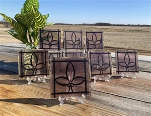 10 Stained Leaded Art Glass Reclaimed Church Window Parts, Purple Trinity E - Picture 1 of 10