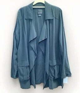 NWT Trouve Open Front Waterfall Jacket Cardigan Nordstrom Women’s Large Black - Picture 1 of 12