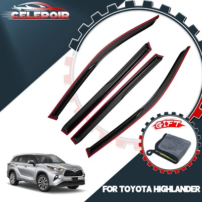 Para Toyota Highlander 2014-2019 3D ondulado estilo Mugen visera de ventana protectores de lluvia Ş Foto 1 de 4