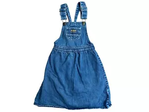 Vintage Kids OshKosh B'Gosh Denim Overall Dress 6x Cotton Criss Cross Back USA - Picture 1 of 7