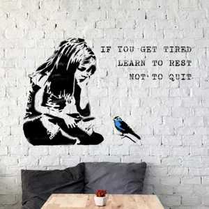 Banksy Girl Bluebird Schablone, wenn Sie Get Müde Malen Schablone - Bild 1 von 4