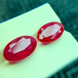 PIGEON BLOOD RED HUGE 18.37 CT PERFECT RUBY CORUNDUM CHATHUM OVAL PAIR GEMSTONE - Picture 1 of 3