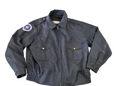 Vintage EMT Medical Team Work Jacket Blue Zip Up Patch Size Large