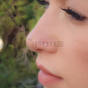PAIR Daith Helix 925 Sterling Silver Cartilage Stud Gold Nose Ear Lip Hoop Ring - Picture 1 of 42