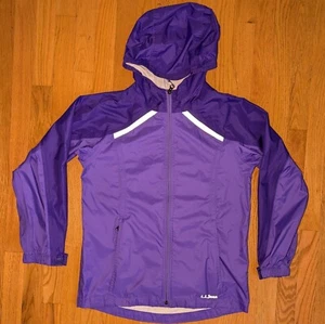 L.L Bean Kids' Trail Model Rain Jacket Purple Colorblock Large 14-16 Taped Seams - Picture 1 of 11