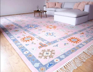 New Pink Oushak Rug Hand knotted Wool Area Rug Contemporary Living Room Area Rug - Picture 1 of 10