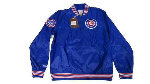 New Chicago Cubs Mens Sizes Mitchell & Ness 1/3 Zip Pullover Jacket $110 Cover