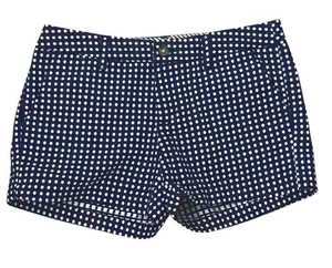 Merona Size 4 Navy Blue & White Polka Dot Flat Front Chino Shorts Pockets NWOT - Picture 1 of 5