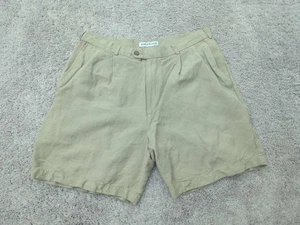 Pantalones Cortos Perry Ellis Para Hombres 36 Entrepierna Caqui: 7" 55% Lino Plisado Verano Informal - Imagen 1 de 8