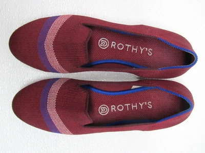 Rothy’s The Loafer Garnet Reflective Stripe Flats Burgundy Navy Women's size 8.5 - Image 1 of 4
