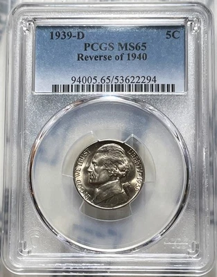 1939-D 5C Reverse of 1940 Jefferson Nickel PCGS MS65 Rotated Reverse - Image 1 of 4