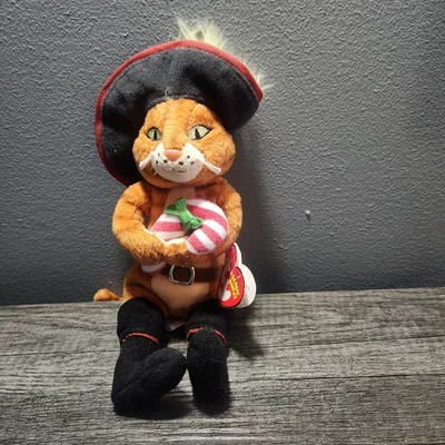 TY Beanie bebés GATO CON BOTAS el gato con bastón de caramelo NAVIDAD Foto 1 de 3