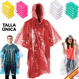 PONCHO CHUBASQUERO IMPERMEABLE PARA ADULTO UNISEX URGENCIA LLUVIA CAMPING HOODED - Imagen 1 de 14