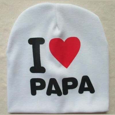 cappello berretto I LOVE PAPA io amo papa Bianco per bambino bambina neonato  - Immagine 1 di 4