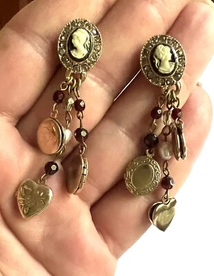 Pendientes Graziano camafeo, pedrería, perla, granate, medallones araña colgante Foto 1 de 4