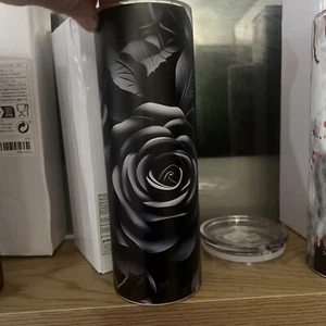 Black Roses Insulated Tumbler With Straw - Picture 1 of 5