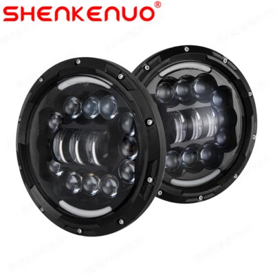 Black 2x 7Inch 100W 7 INCH LED Headlight High Low beam For Hummer H1 H2 H3 SUV - Image 1 of 4