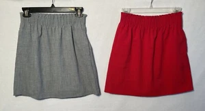 J Crew Skirt Lot of 2 Lined Mercantile 00 Gathered Paper Bag Pockets Red Gray XS - Picture 1 of 13