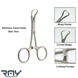 Backhaus Towel Clamp 9 cm Forcep General Surgery Veterinary Instruments MEDSPO - Picture 1 of 3