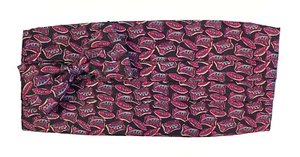 Men's Unique Pattern Black Cummerbund & Bow Tie Set Retro Pre-Tied & Adjustable - Picture 1 of 1