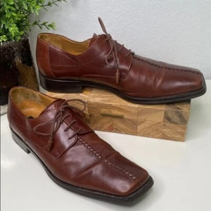 Mezlan Turbo Oxford Dress Shoe Brown Leather Decorative Center Stitch 12US M - Picture 1 of 14
