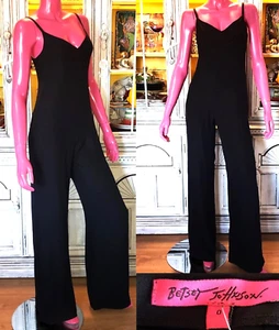 Betsey Johnson Vintage Y2K Black Wide Leg Relax Dress Pants Romper Jumpsuit XS S - Bild 1 von 11