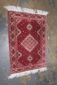 Vintage Woven Mercerized Cotton Rug Meditation Mat Prayer 27" x 40" Red - Picture 1 of 6