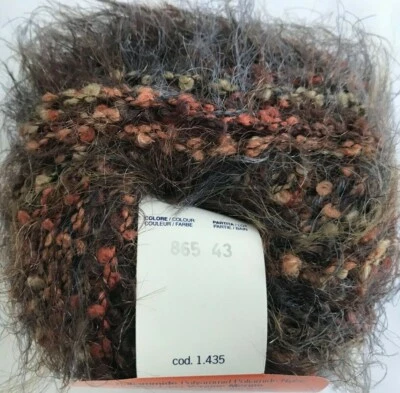 La Lana Mondial QUARK #865 Autumn Dusk Novelty Boucle Fuzzy Shimmer Yarn Skein - Image 1 of 3