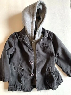 Chaqueta con parche de calabaza gris capucha extraíble talla 12-18 meses para niños Foto 1 de 4