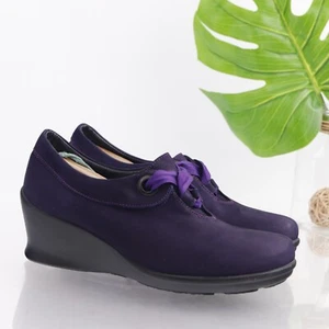 Wolky Women's Faith Boot Size 39 8 Wedge Lace Up Bootie Purple Nubuck Shootie - Picture 1 of 14