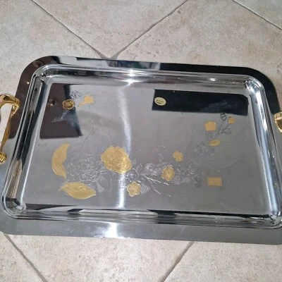 F.B.G. Inox 18/10 Vassoio Rise Oro Made In Italy  Centrotavola  - Immagine 1 di 3