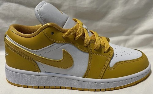 Nike Air Jordan 1 Low GS White Pollen Sneaker 553560 171 Youth Taglia: 4 anni
