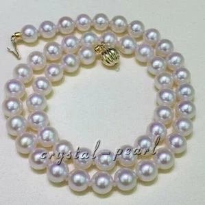 Collana di perle AAAA 18" 9-8mm VERO NATURALE tondo mare del sud BIANCO oro 18K CLASP - Foto 1 di 4