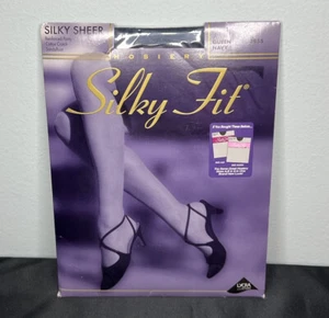 Silky Fit Hosiery Pantyhose Sandalfoot Reinforced Panty #3955 Queen Navy Blue - Picture 1 of 12