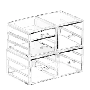 2 Pack Clear Desk Organizer with Drawers,Stackable 5 Drawers Skincare Organizer, - Picture 1 of 12