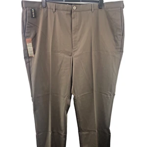 Haggar Men's Relaxed Fit Flat Front Chino Pants, 52W X 34L, Khaki Brown (XL1684) - Picture 1 of 19