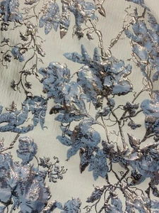 BABY BLUE GOLD Floral Brocade Fabric (60 in.) Sold By The Yard - Picture 1 of 2