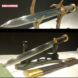 Chinesischer Damast gefalteter Stahl Kurzschwert scharfe Klinge Dolch Xiao Han Jian Y1409 - Bild 1 von 9