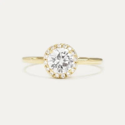 Dainty 1.5Ct Round CZ Halo Wedding Engagement Proposal Ring Yellow Gold Finish - Image 1 of 4