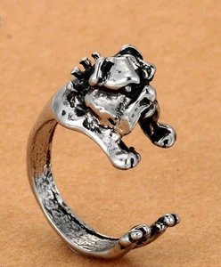 Bulldog Dog Rings - Silver - Adjustable (R11) - Picture 1 of 1