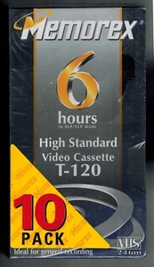 Memorex 6 Stunden High Standard Videokassette T-120, 10er Pack, leer versiegelt NEU - Bild 1 von 3