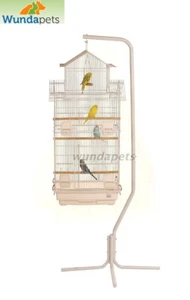 X LARGE JINTU BUDGIE CANARY PARAKEET FINCH BIRD CAGE & C7 WHITE BIRD CAGE STAND - Picture 1 of 2