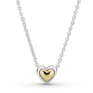 LIMITED EDITION New Pandora Two-tone Domed Golden Heart Necklace 399399C00-45cm - Picture 1 of 7
