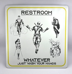 RESTROOM JUST WASH YOUR HANDS / Aluminum Sign Wall Door 12" x 12" - Picture 1 of 1