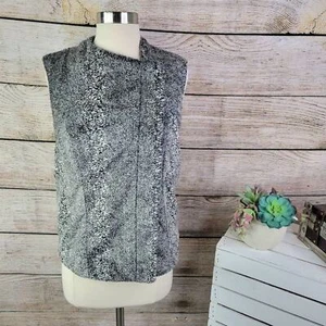 Cardigan donna Rachel Rachel Roy morbido pelliccia sintetica foderato zip gilet grigio taglia media - Foto 1 di 11